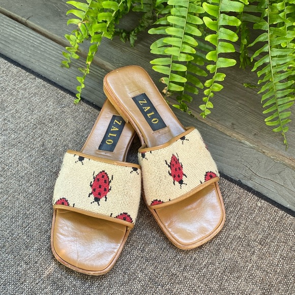 ZALO needlepoint Ladybug Slides - Picture 1 of 6